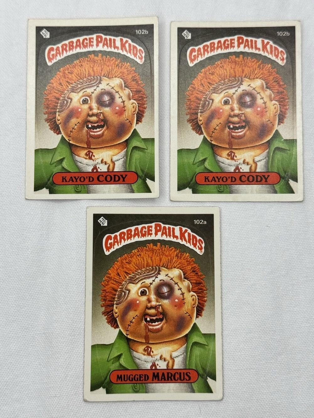 1986 Garbage Pail Kids Lot of 3 Kayo'd Cody Marcus Cards Original Series Raw